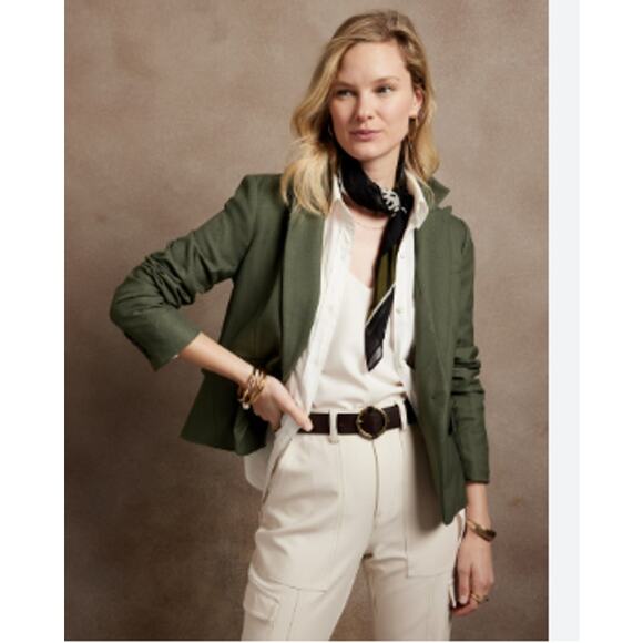 NEW Banana Republic 16 Cutaway Suit Blazer Olive Green Blazer Career 1 Button - Picture 1 of 5